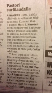 Karjalan kunnaat Pastorin surfilauta artikkeli 24.11.2012