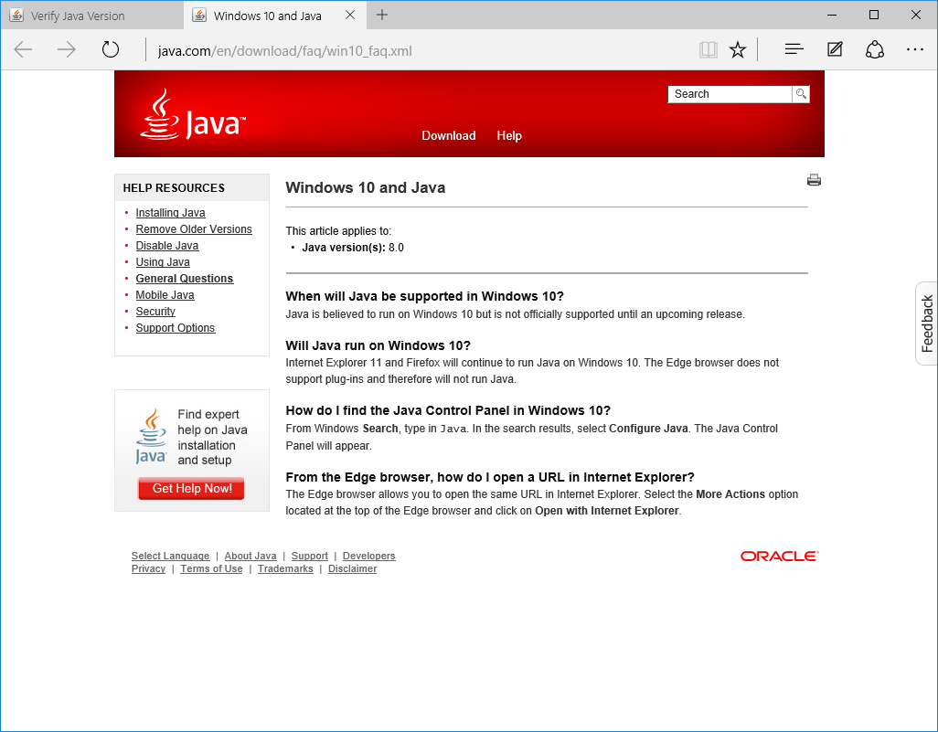 Microsoft Edge ja Java – tilanne 16.7.2015 - DoAudit Oy