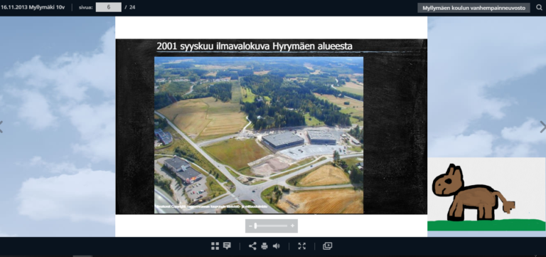 Myllymäen koulu 10v – ilmakuvia 2001 – 2013 alueesta