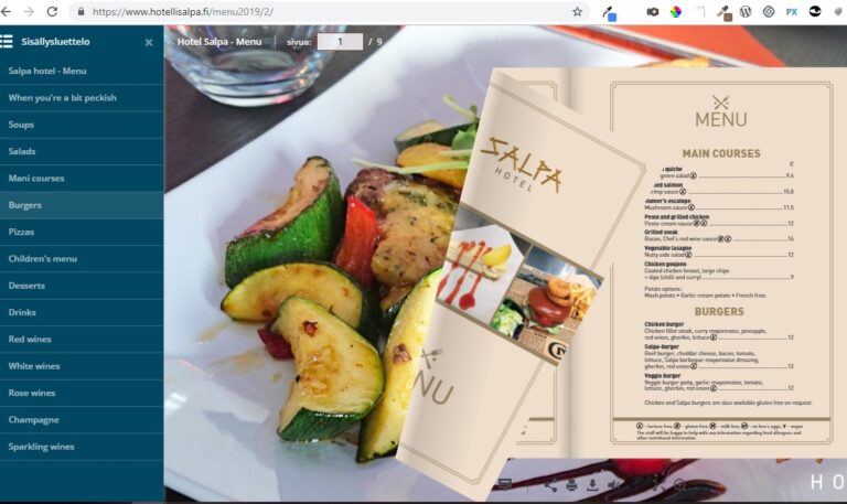 Hotel Salpa – Summer 2019 menu